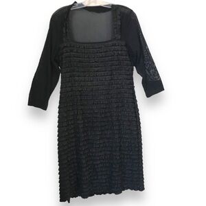 Jolibel Sheer Top Ruffle Dress Sheath Midi Polka Dots Stretch Square Neutral 12